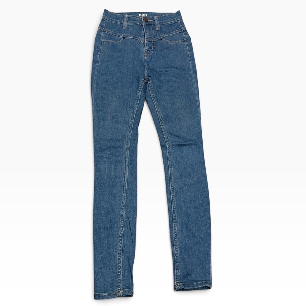 BDG High Rise Seam Jean Ankle Skinny Blue Denim Western Yoke Size 24x29 Stretch